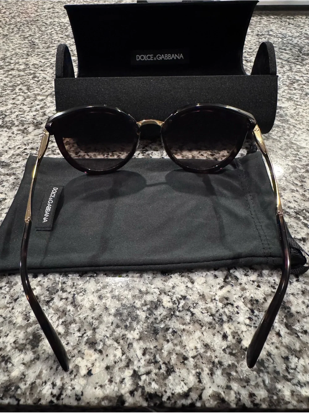 Dolce & Gabbana Black and Gold Round Sunglasses for Men